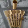 Sartén Antiadherente de Venta Caliente Sin Pintura para Uso Doméstico Resistente a Altas Temperaturas Espátula de Cocina Espátula de Madera Mango Extendido Utensilios de Cocina Juego de Ocho Piezas