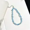 Colgante para Teléfono de Piedra Triturada de Amatista Natural Exquisita Correa de Cristal de Aguamarina Estilo Amistad Correa Antiperdida para Teléfono