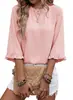 2026 Ropa de Mujer Europea y Americana Sitio Independiente de Amazon Verano Nueva Moda Cuello Redondo Encaje Manga Media Camisa Top