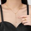 Collar de Estrella Pentagonal con Incrustaciones de Diamantes de Estilo Coreano Ins Simple Versátil Nicho Moda Personalizada Acero de Titanio Chapado en Oro Cadena Clavicular