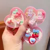 Caja de Regalo con Forma de Corazón para Niños Anillo Dibujo Animado Conejito Anillo de Fruta Joyería Ajustable para Niñas Juguete Regalo para Niña Pequeña