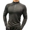 Nuevo Otoño Media Cremallera Fitness Manga Larga para Hombre Ropa Deportiva de Correr Absorbente de Sudor Transpirable de Secado Rápido Baloncesto Entrenamiento Ajustada