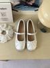 Sapatilhas de Ballet para Mulheres 2025 Verão Estilo Francês Boca Rasa com Saia Sapatos Solteiros Laço Sapatos Mary Jane