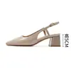 5299 Sandalias Baotou de Espalda Hueca para Mujer, Punta Cuadrada Tacones Gruesos, Tacones Altos, Estilo Coreano Femenino Zapatos Profesionales de Trabajo para Viajar