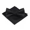 Set de Pajarita y Pañuelo de Bolsillo de Nuevo Estilo Moderno Boda Novio Padrino Moderno Traje de Hombre Cuadrado Cuadrado Boda Rayado Vintage