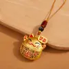 Pingente Chaveiro de Metal de Alta Qualidade, Cabacinha Oca, Estilo Chinês Cinnabar, Ornamento Fofo