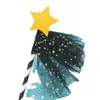 Bandera de Borla Negra Dorada Rosa Azul para Hornear Bandera de Hilo de Estrella de Cinco Puntas Decoración de Pastel de Cumpleaños Enchufe Tarjeta de Estrella de Malla