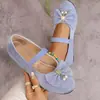 Comércio Exterior Transfronteiriço Plus Size Doce Estilo Menina Borboleta Sapatos de Salto Único Feminino Bico Arredondado Salto Grosso Baixo Mary Janes Sapatos Casuais