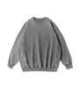 Suéter de cuello redondo con bolsillo lateral y costuras retro de 350 g, abrigo de invierno cálido de manga larga con copos de nieve fritos desgastados estilo retro americano