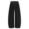 Y6059 Calle Principal Estilo Americano Unisex Retro Estilo Old Money Diseño de Hebilla Metálica Plegada Pantalones Holgados con Corte de Tijera para Hombre