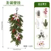 Colgante de pared de planta artificial navideña transfronterizo con lazos, ramas de pino y bayas para decoración festiva de entrada del hogar