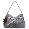 Bolso de mano a rayas con lunares, estilo mujer, nueva colección otoño 2026, bolsa de mano ligera para el día a día, bolso de hombro de gran capacidad, mochila