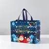 Novas Sacolas de Presente de Natal com Estampa Dourada de Comércio Exterior em Estoque, Sacolas Tote de Tecido Não Tecido com Estampa Colorida de Personagens do Papai Noel