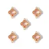 Colgante Geométrico de Trébol de Cuatro Hojas Doble Colgante Colorido con Pedrería Accesorios para Joyería DIY Pendiente Pulsera W502