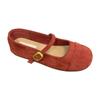 Lindos Zapatos de Ballet de Hada de Ante de Punta Redonda y Boca Baja Primavera y Otoño Vintage Planos Mary Jane Zapatos de Mujer