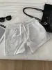 Shorts Casuais de Seda Gelada Estilo Esportivo Série Lu para Mulheres, Versão Coreana de Verão, Calças de Moletom de Cintura Ajustável Linha A Versátil Emagrecedoras de Perna Larga