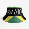 Chapéu de pescador com estampa digital transfronteiriça para homens e mulheres, chapéu bucket com proteção solar da bandeira da Jamaica, chapéu da moda hip-hop dupla face