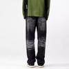 Marca de Moda de Comercio Exterior Estadounidense Jeans Blancos con Salpicaduras de Tinta Pintados a Mano para Hombre Primavera y Otoño Holgados Pierna Recta Pierna Ancha Pantalones Casuales de Algodón para Hombre