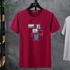 Camiseta Masculina de Manga Curta, Algodão Lycra Elástico, Tamanho Grande Oversized, Camiseta Básica para Homens Grandes, Top Estampado Tendência