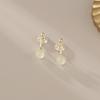 Antigo compacto elegante redondo pingente brincos feminino elegante simples high-end sentido mosquito incenso placa orelha clipe