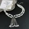 Collar de Borlas de Perlas de Doble Capa de Lujo Accesible Francés Gargantilla para Mujer Diseño Elegante Cadena para Clavícula de Gama Alta Accesorios de Joyería
