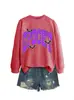 Amazon eBay sitio independiente moda casual versátil mujer spoohy murciélago morado lunares Halloween sudadera