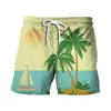 Pantalones de Playa de Verano Hoja de Plátano Impresión Digital 3D Pantalones de Playa Casuales Modernos Shorts para Hombre