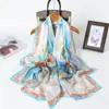 Elegante Bufanda de Seda Estampado de Magnolia Flor Cortada Primavera y Verano Bufanda Larga Grande Chal de Viaje de Alta Gama Protector Solar Bufanda para Mujer Pañuelo para la Cabeza