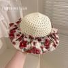[Enviar sombrero] Falda floral rosa para niñas, vestido de verano fino nuevo de estilo pastoral con costuras de tesoro para mujer.