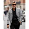 Chaqueta de Traje Casual de Negocios para Hombre Primavera Otoño Chaqueta de un Solo Botón Chaqueta de Traje Ligera de Poliéster con Solapa
