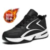Zapatos Extra Grandes para Hombre, Tenis de Cuero Negro, Zapatos Casuales Impermeables, Zapatos de Papá de Mediana Edad, Zapatos de Algodón Terciopelo, Zapatos de Correr Antideslizantes