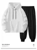 Conjunto de Sudadera con Capucha y Pantalones de Color Sólido para Hombre de Primavera Dos Piezas Deportivo Nuevo Estilo Marca de Moda Corte Holgado