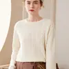 Suéter de Cachemira de Cuello Redondo de Lujo Ligero para Otoño e Invierno para Mujer, Moda de Cachemira, Trenzado, Suelto, Tejido, para Fondo, Suéter tipo Pulóver