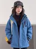 Chaqueta 3 en 1 a prueba de viento e impermeable para niñas, nuevo estilo otoño/invierno, chaqueta con capucha para exteriores para niños, moderna y genial