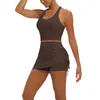 Conjunto deportivo transfronterizo europeo y americano, apto para la piel, ajustado, con espalda cruzada, shorts de yoga fruncidos y conjunto de atuendo atlético de yoga para mujer