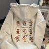 Sudadera con Capucha Bordada de Oso Estilo Chic Perezoso Americano para Hombres y Mujeres Primavera y Otoño Retro Oversize Chaqueta con Cremallera Superior