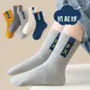 Meias Infantis para Meninos para Primavera e Outono, Meias de Cano Médio para Adolescentes e Crianças Mais Velhas, Meias Bebê Estudante Sem Costura, Meias Infantis de Zhuji