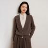 Suéter de cachemira de dos piezas con cuello alto para mujer, estilo chino, nuevo, otoño e invierno, suéter de contraste