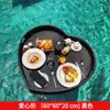 Bandeja flutuante para piscina e fonte termal, cesta redonda de rattan em formato de coração, adequada para pousadas, hotéis e vilas, com porta-copos e bandeja de café da manhã