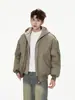 Chaqueta Corta de Algodón Estilo Americano Falsa de Dos Piezas para Hombre, Chaqueta de Vuelo Bomber de Invierno con Capucha, Chaqueta de Béisbol Acolchada