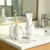 Soporte de cepillo de dientes de arco de escritorio Organizador de lavabo Soporte para cepillo de dientes y pasta de dientes Estante Caja organizadora de almacenamiento Estante de almacenamiento