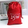 Bolsa de Cetim Vermelho com Cordão e Logo Serigrafado, Saquinho de Tecido Semelhante à Seda para Joias e Presentes, Embalagem Universal