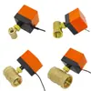Válvula de esfera elétrica controle bidirecional três vias 220V12V24V ar condicionado fan coil solar 4 pontos válvula de esfera elétrica de cobre
