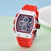 Reloj de Cuarzo Deportivo Casual de Alta Apariencia para Hombre con Tapa Trasera Transparente Calada y Esfera Estilo Richard Mille, Reloj de Pulsera para Hombre en Stock