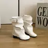 Botas Empilhadas com Fivela Retro Nicho Milennial Femininas Outono/Inverno 2026 Novo Salto Grosso Altura Aumentada Botas de Equitação