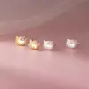 Pendientes de Plata de Ley S925 Nalan, Modernos, Lindos, Pequeños y Exquisitos, Pendientes de Gato Esmerilados Joyería M07622