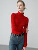 Suéter de Cachemira para Mujer con Cuello Alto, Nuevo Color Sólido de Otoño e Invierno, Suéter Base de Punto Fino de Lana de Manga Larga con Costilla