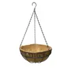 Cesta colgante de flor de hierro audaz para plantar flores, a prueba de óxido y duradera, diseño colgante, balcón, alféizar de ventana, plantación de flores, cesta colgante de palma de coco, maceta