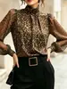 2026 Europeo y Americano transfronterizo Amazon tk comercio exterior superventas para mujer elegante cuello en V estampado de leopardo sexy blusa top