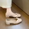 Primer Encuentro Temporada Lazo Suave Tacón Grueso Satín Slip-On Zapatos de Mujer 2026 Nuevos Elegantes para el Trabajo